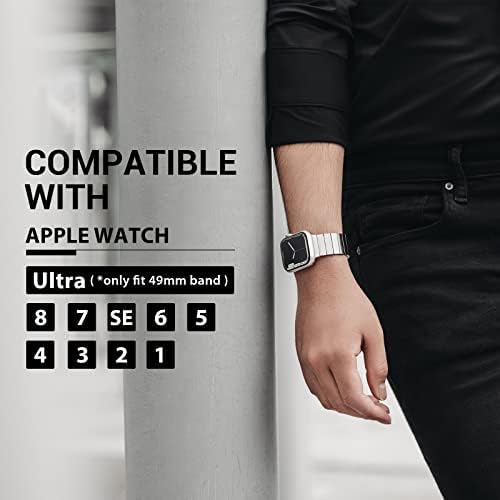 להקת שעון תפוחים מגנטית מגנטית - פס שעון תפוחים מפלדת אל חלד מובחר לגברים | להקה עבור Apple Watch 49 ממ 45 ממ 44 ממ 42 ממ